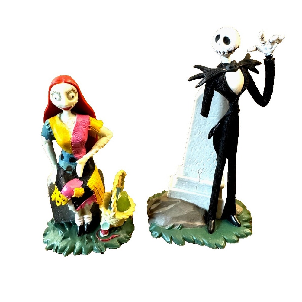 Disney Nightmare Before Christmas Jack Skellington Sally Figures Cake Topper Lot